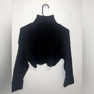 Zara black cropped mock neck sweater